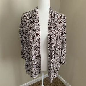 Chico’s Brown White Open Front Cardigan Lightweight Size 1